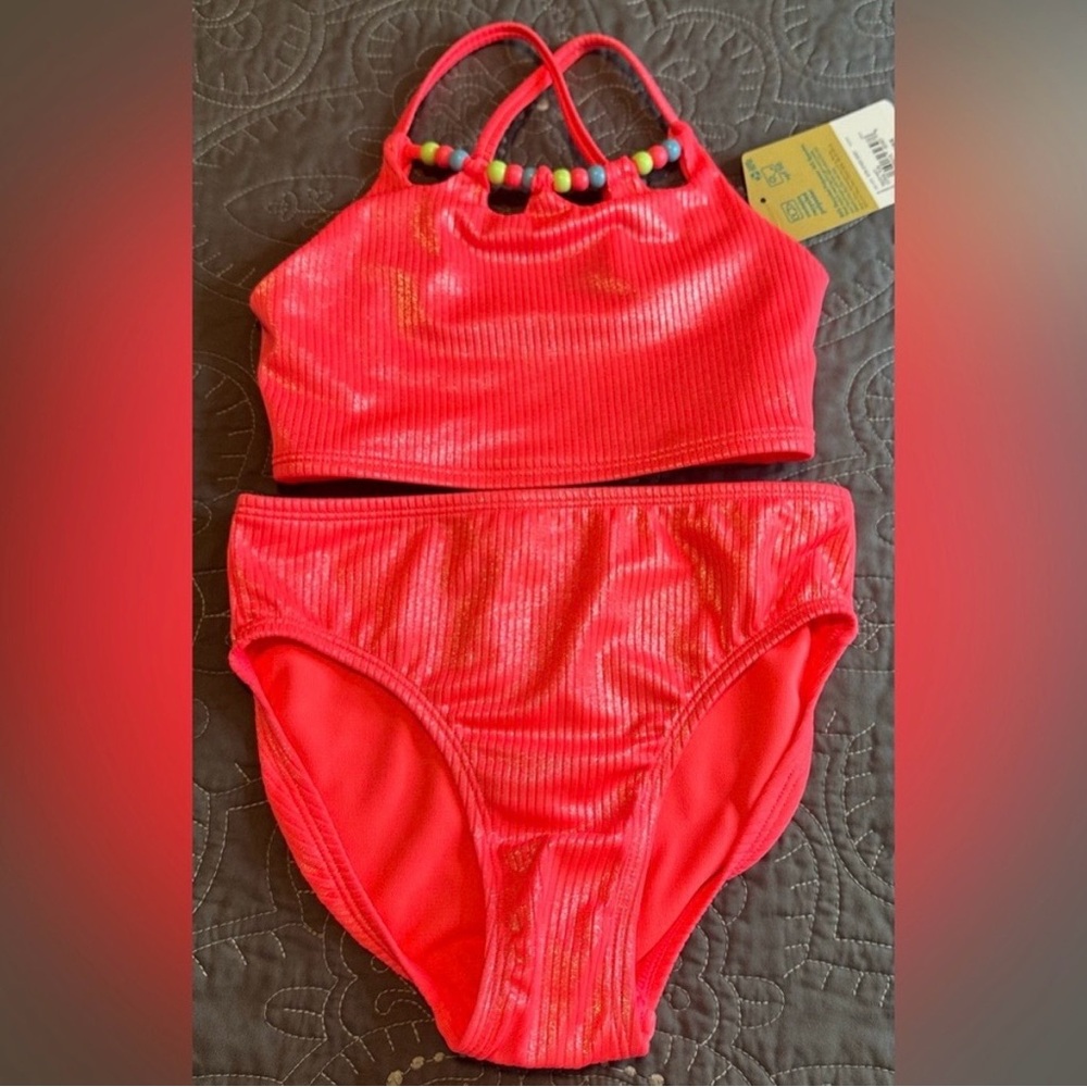 Thereabouts Girls Coral Fun 2 Piece Tankini Set NWT Size M 10/12